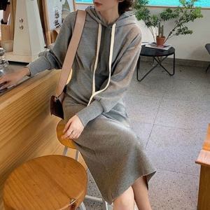 Casual hooded sweatshirt dress