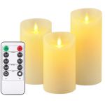 Set of 3 LED flameless candle lights with remote control