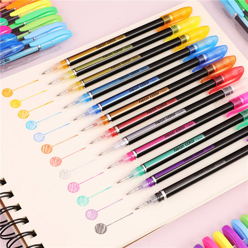 Colorful neon gel pens set