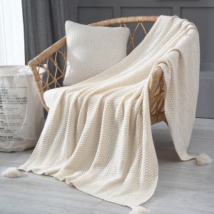 Nordic style knitted tassel sofa throw