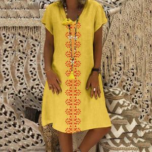 Casual v-neck short sleeve dress