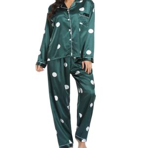 Two piece silky women's pajama set