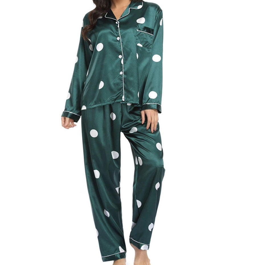 Two piece silky women's pajama set