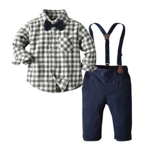 Suspender Pants & long sleeve shirt set for boys