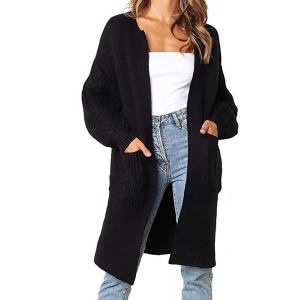 Lantern sleeve long cardigan for women