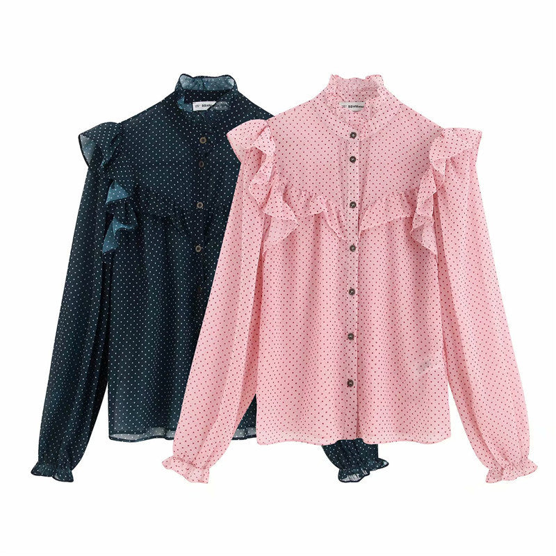 Polka dot ruffled blouse