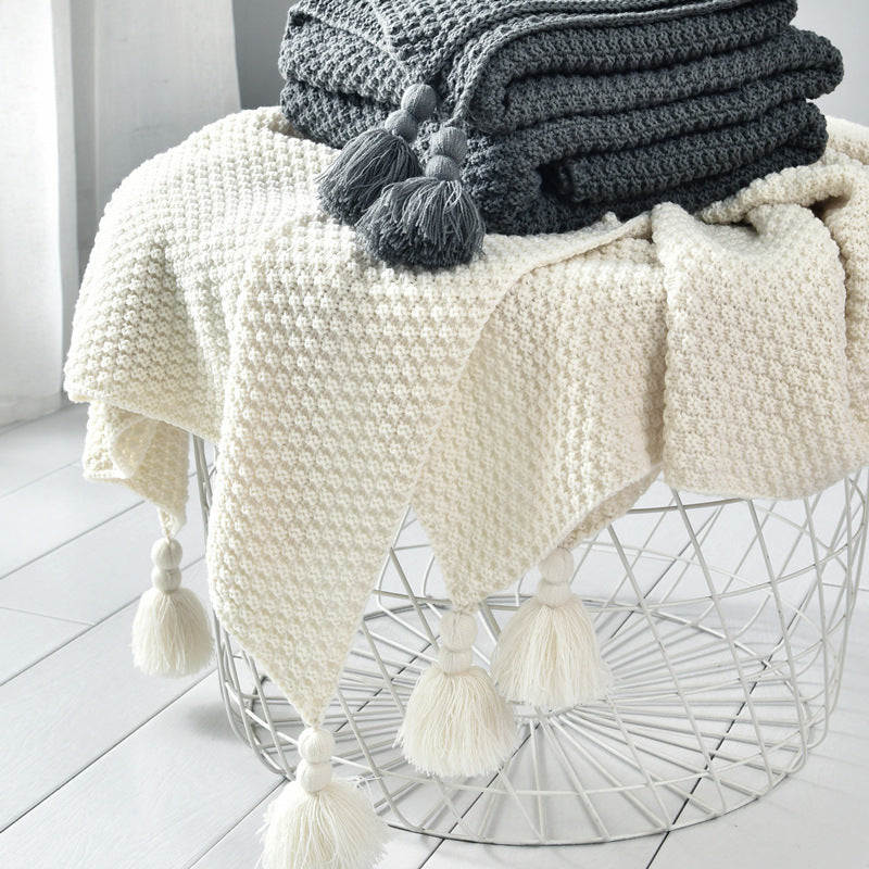 Nordic style knitted tassel sofa throw - Image 4