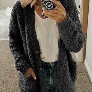 Warm fluffy cardigan for women