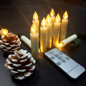 LED tapper candles with tree clips & remote control 10pack