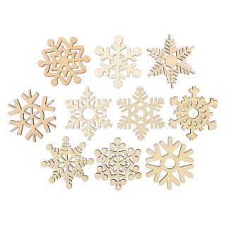 Wooden Christmas snowflake pendants 10pack