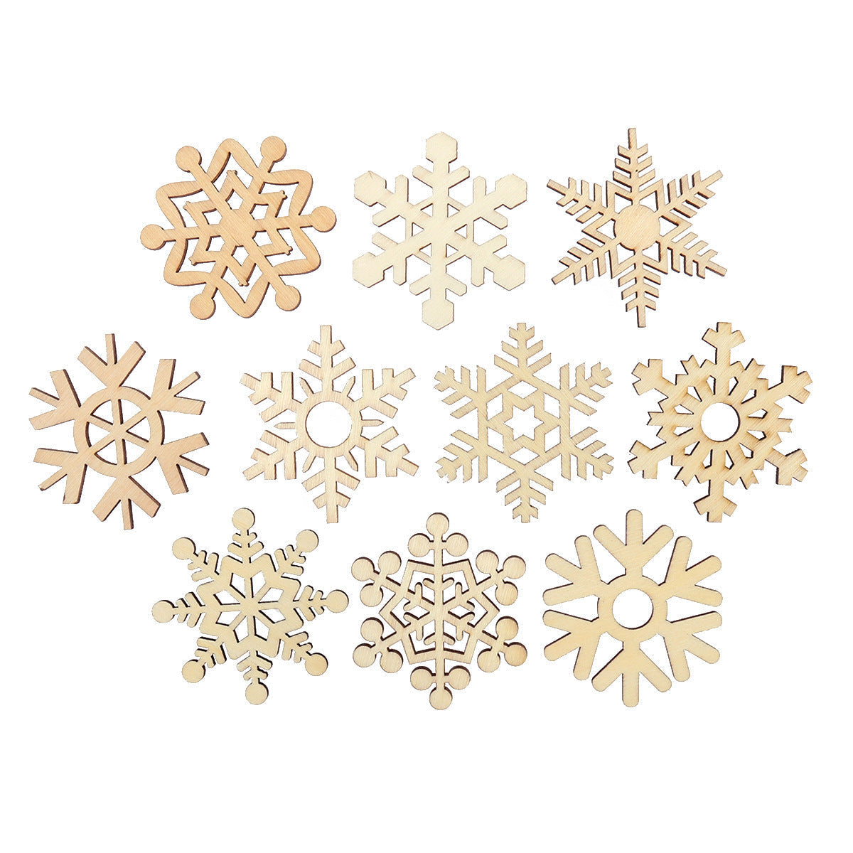 Wooden Christmas snowflake pendants 10pack