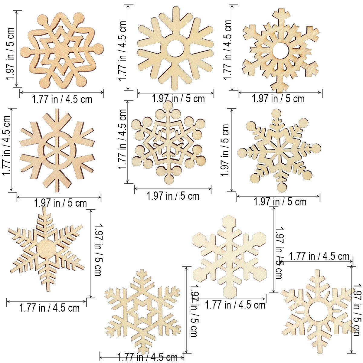 Wooden Christmas snowflake pendants set - Image 4