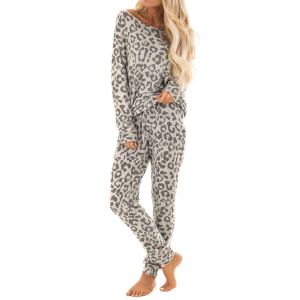 Leopard print casual home clothing set