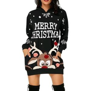 Long sleeve hooded Christmas dress