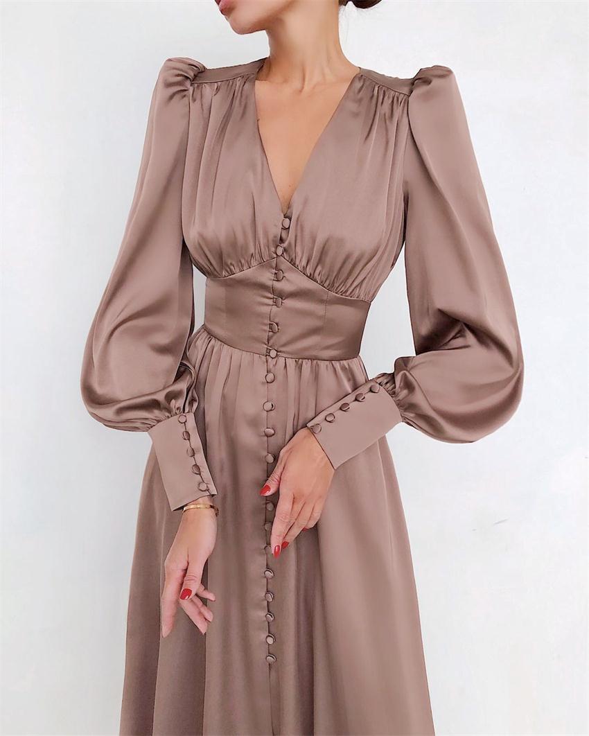 Elegant satin lantern sleeve dress - Image 7