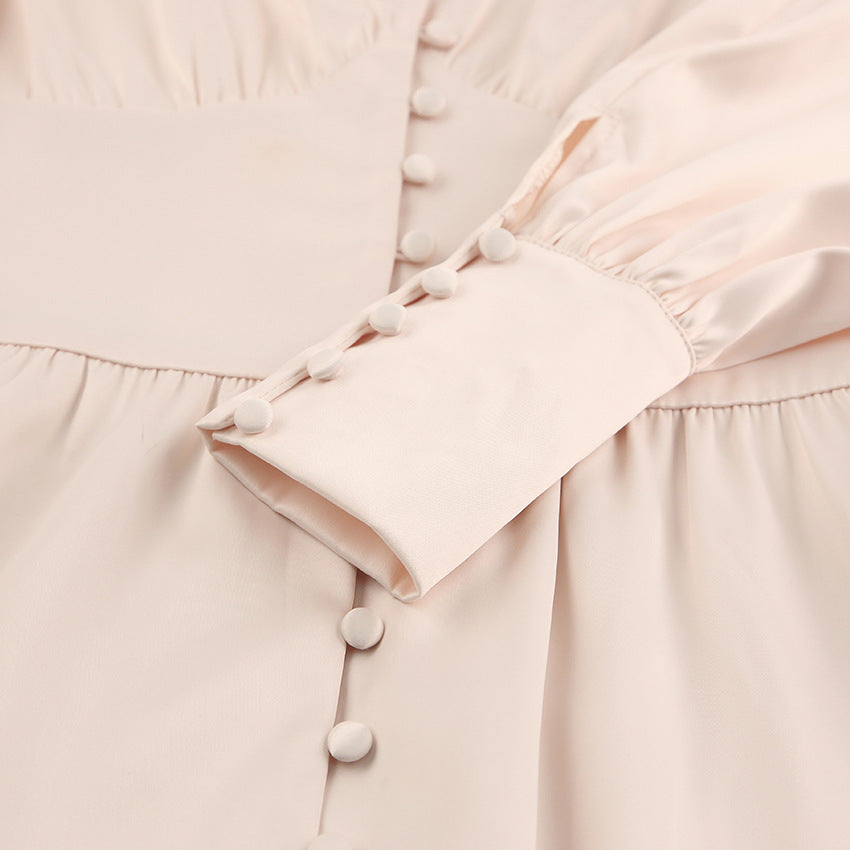 Elegant satin lantern sleeve dress - Image 11