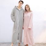 Unisex hooded homewear zipper robe