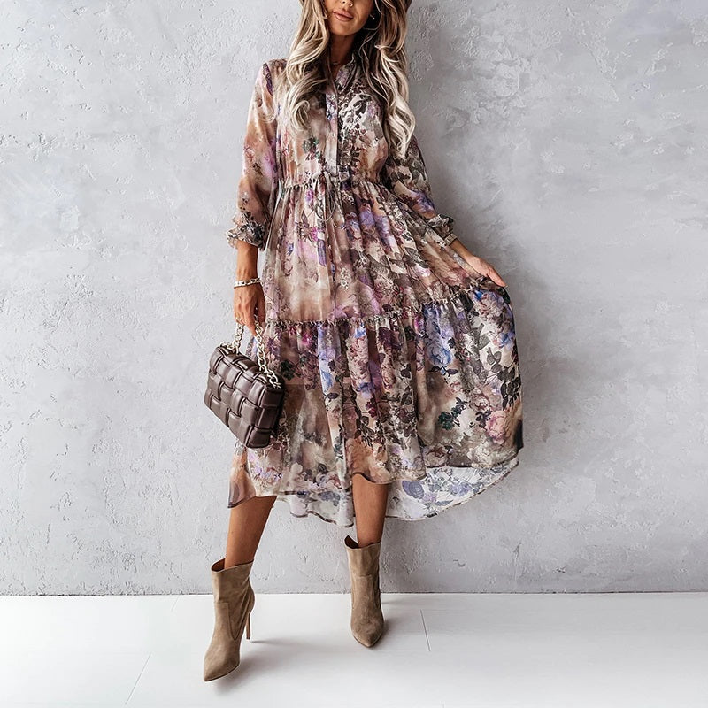 Floral print irregular dress