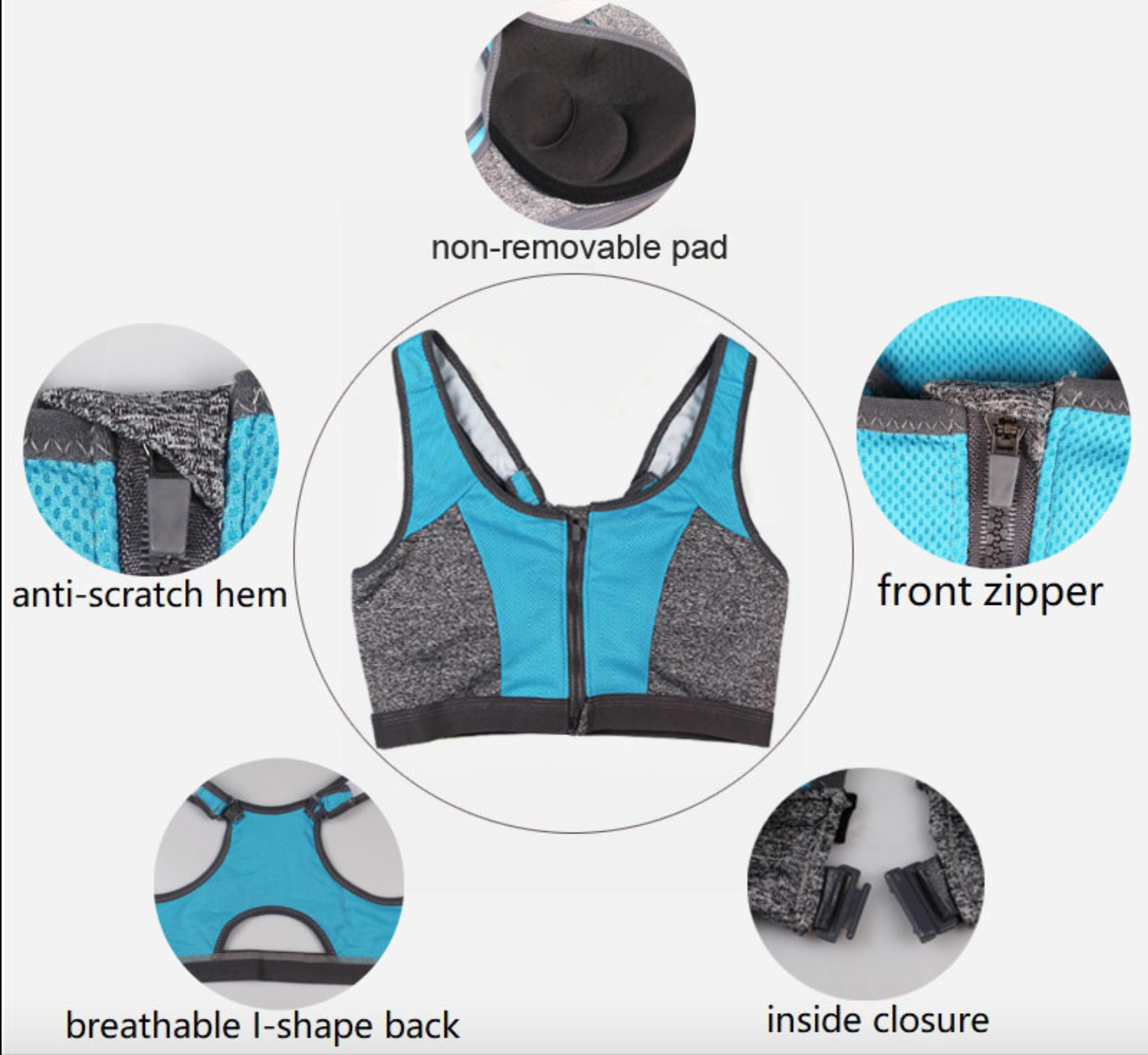 Front zipper double layer cup sports bra - Image 21