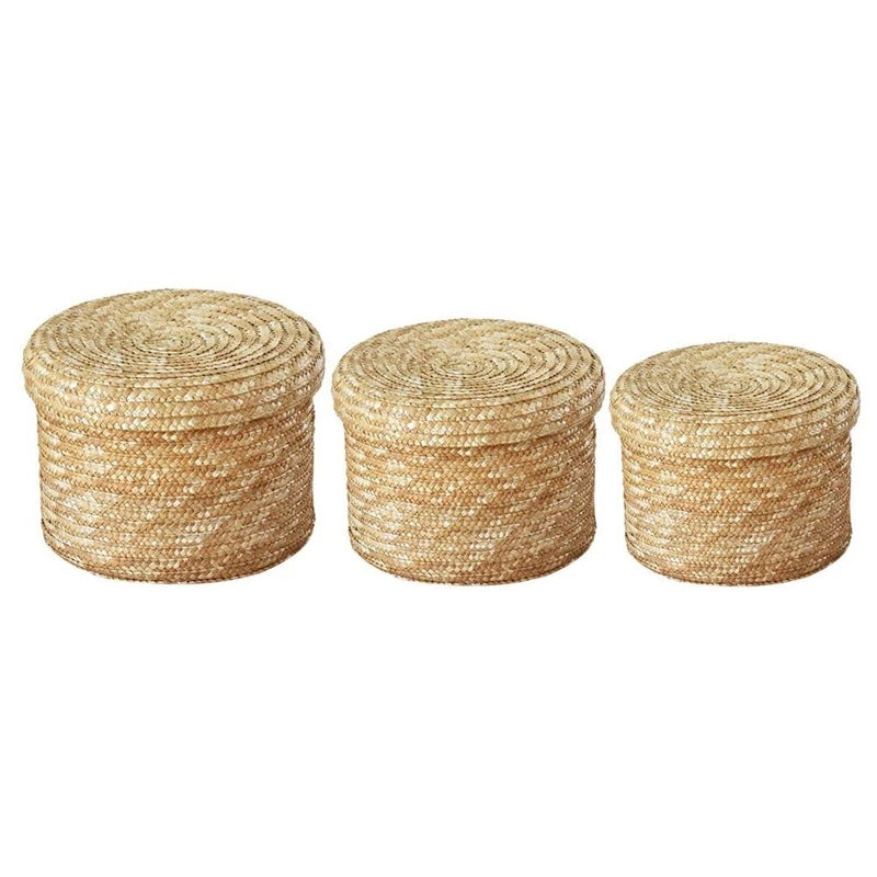 Straw wooven storage basket with lid - Image 5