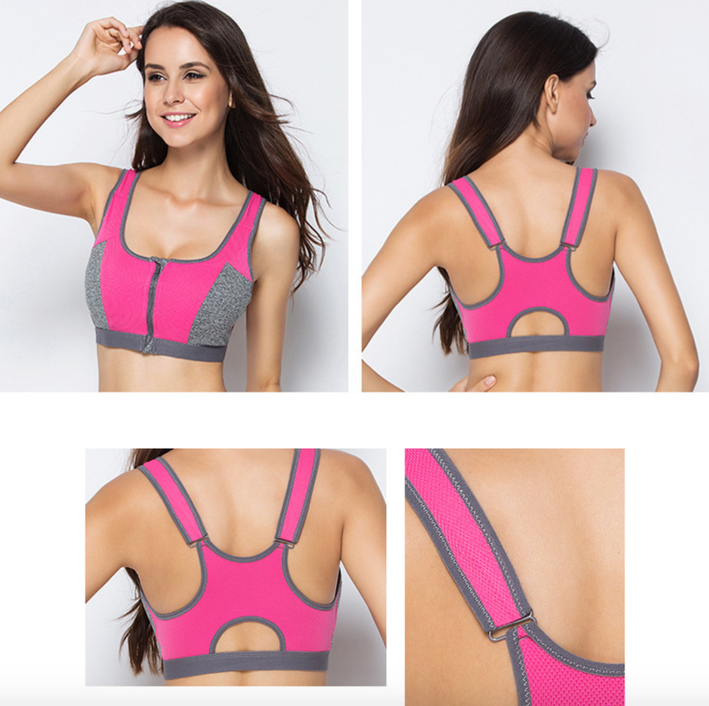 Front zipper double layer cup sports bra - Image 16