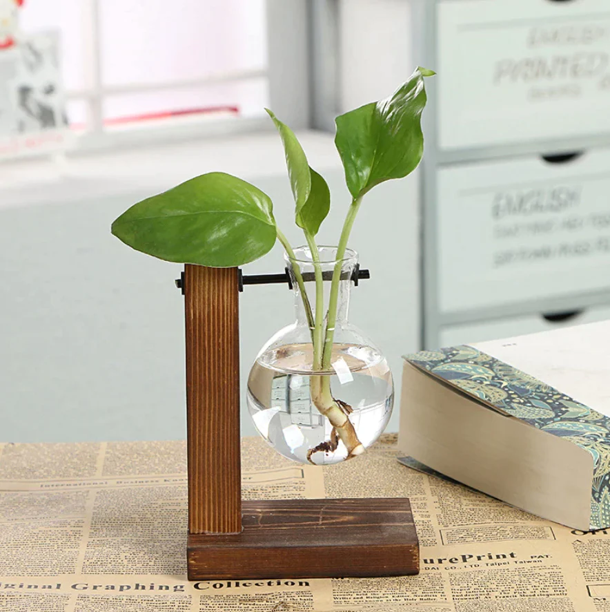 Retro wooden glass pot vase - Image 7