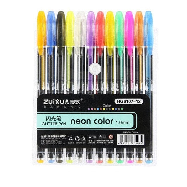 Colorful neon gel pens set