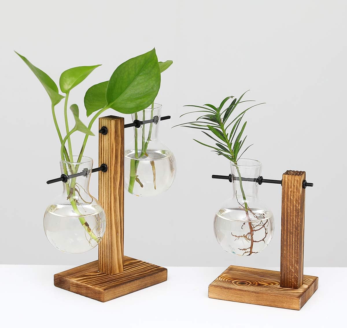 Retro wooden glass pot vase - Image 14