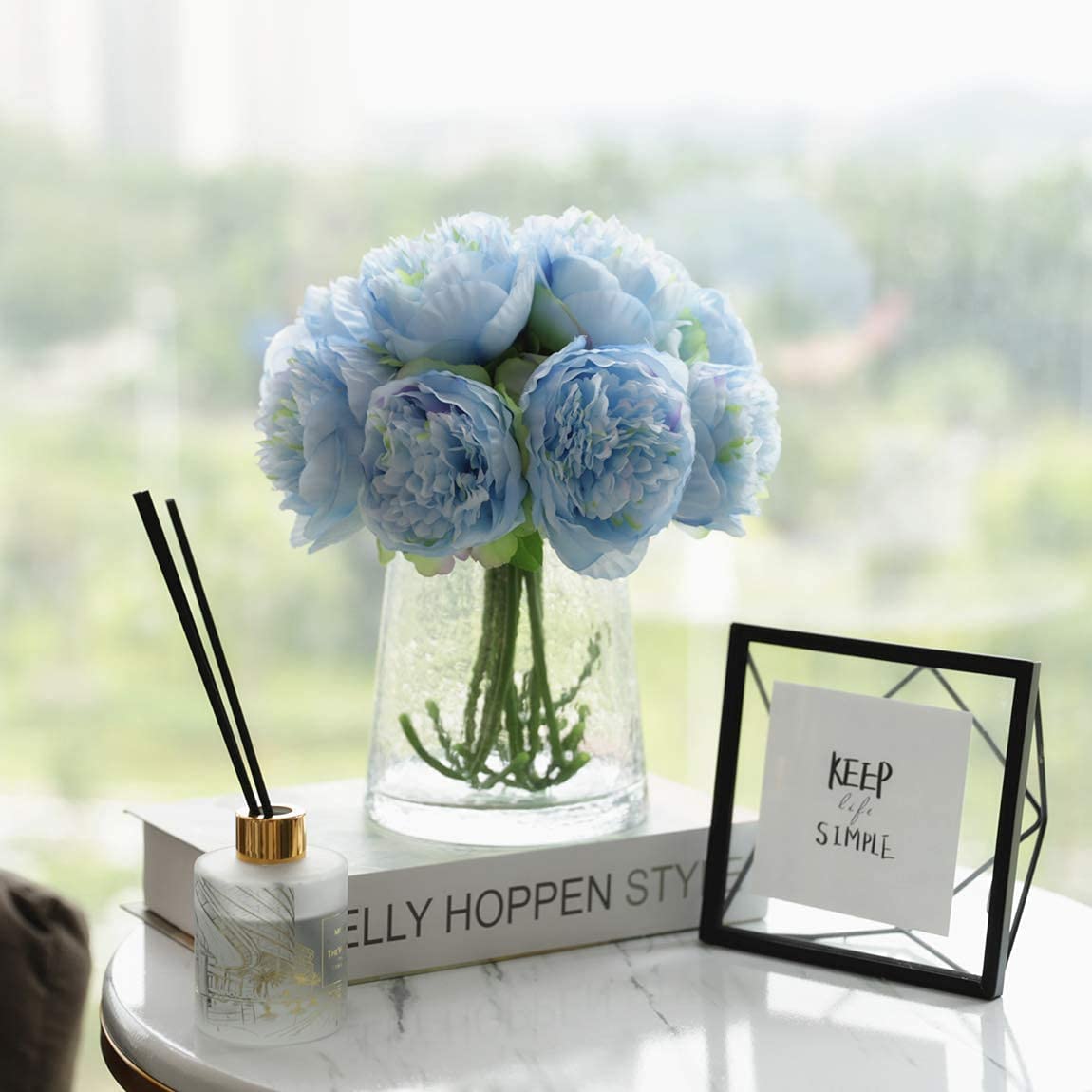 Large artificial peony flower - 5 piece bouquet - Image 9