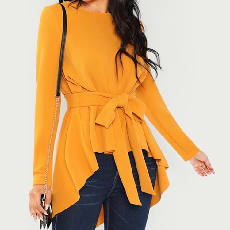Long sleeve asymmetrical blouse