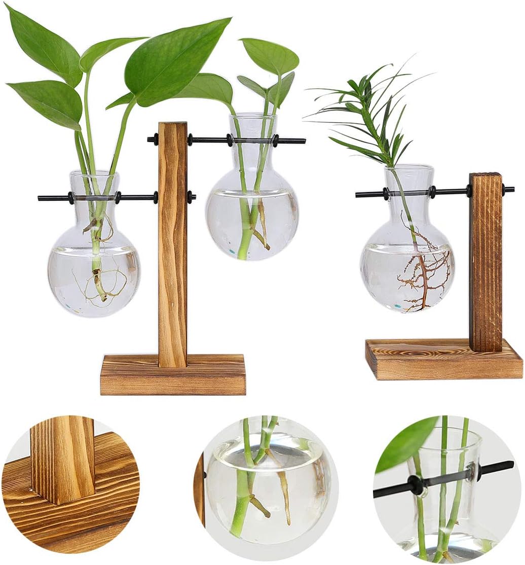 Retro wooden glass pot vase - Image 15