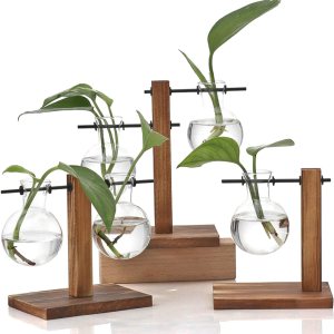 Retro wooden glass pot vase