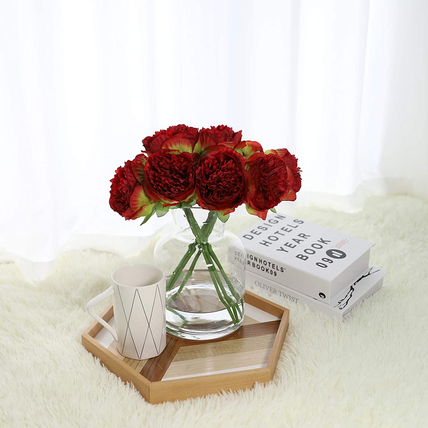 Large artificial peony flower - 5 piece bouquet - Image 12
