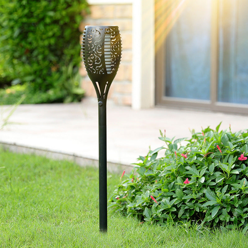 Solar powered flame garden light