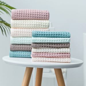 Waffle weave hand and bath towel set