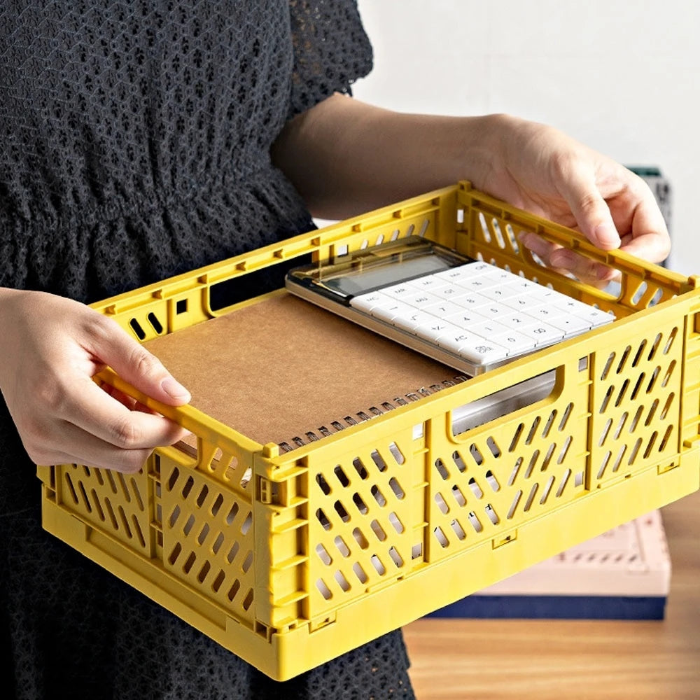 Multi-functional foldable storage basket