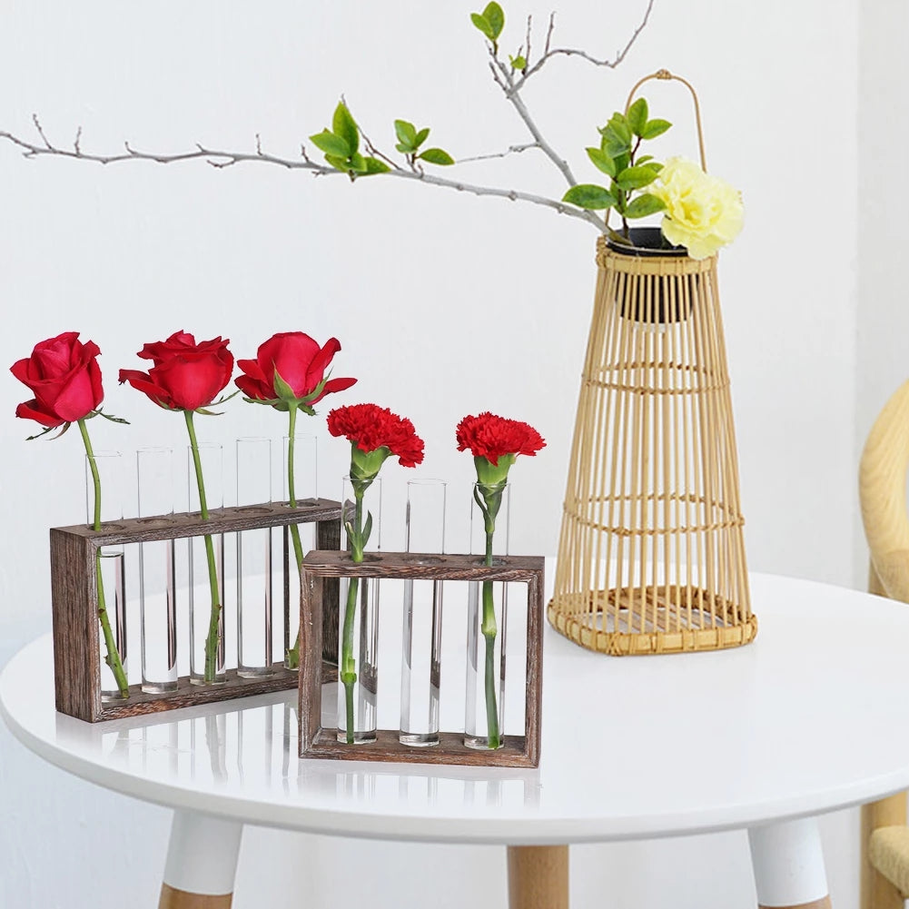 Wooden frame glass tube vase - Image 5