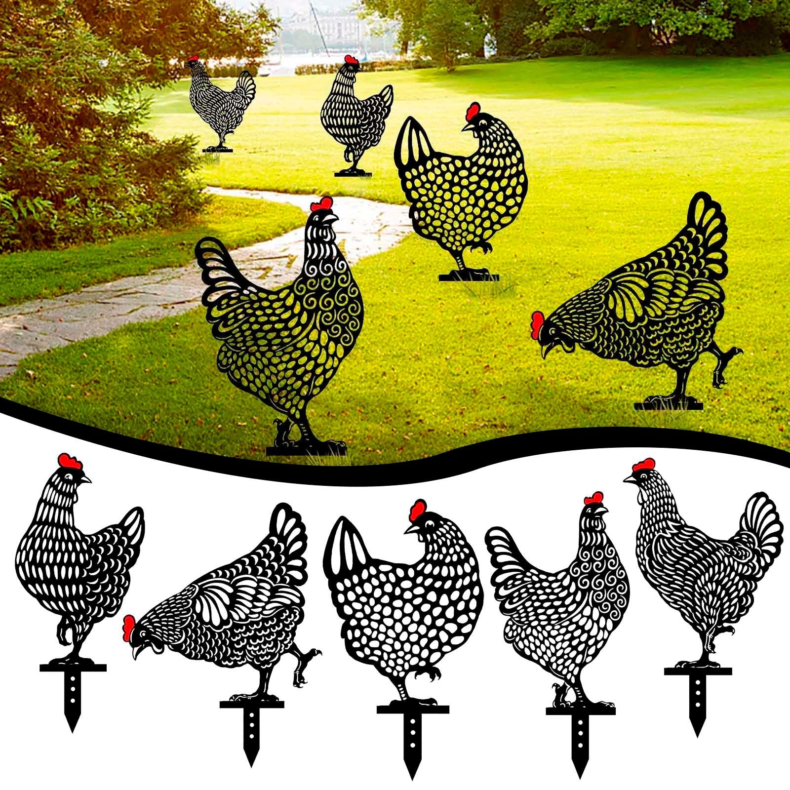 Decorative hen garden stake