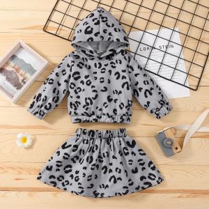 Hooded top & skirt set for girls