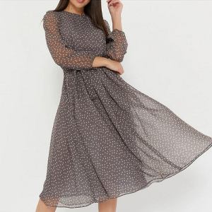 Elegant polka dot long sleeve dress