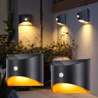 Outdoor motion sensor solar wall light