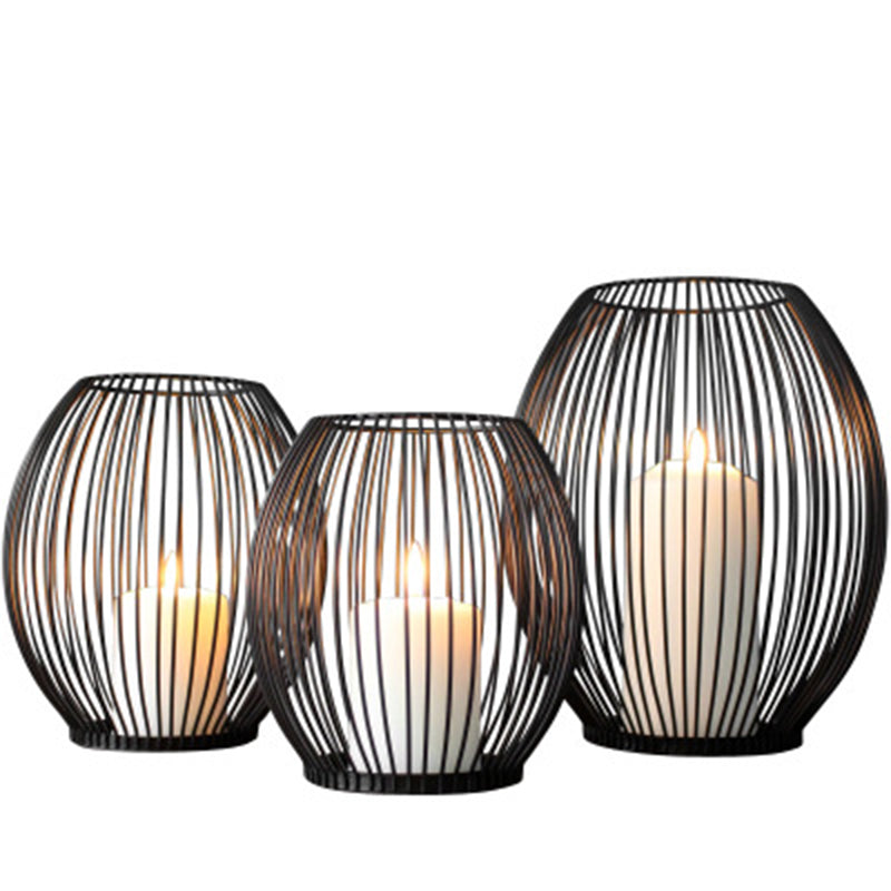 Metal lantern candle holder