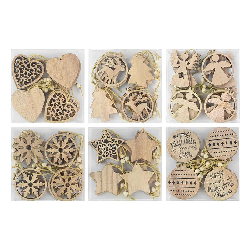 Wooden Christmas pendants 12pack - Image 3