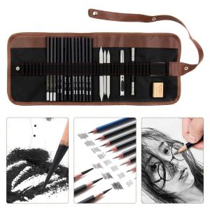 Sketching set with roll up case
