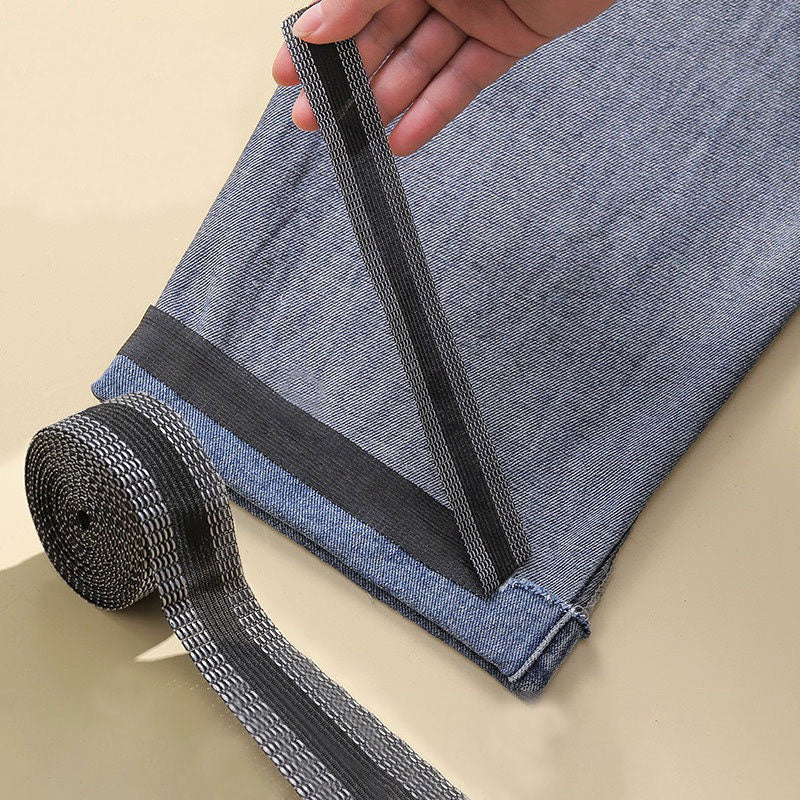 Pants shortening self-adhesive strip
