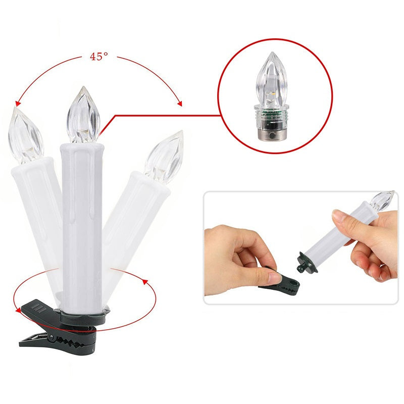 LED tapper candles with Christmas tree clips & remote - Image 7