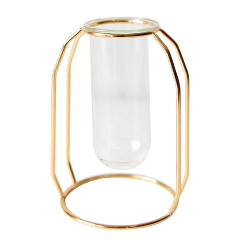 Metal stand glass flower vase