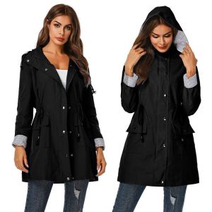 Hooded spring autumn zipper jacket for women