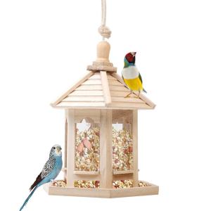 Hanging wooden bird feeder