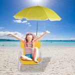 Foldable beach chair with umbrella for children